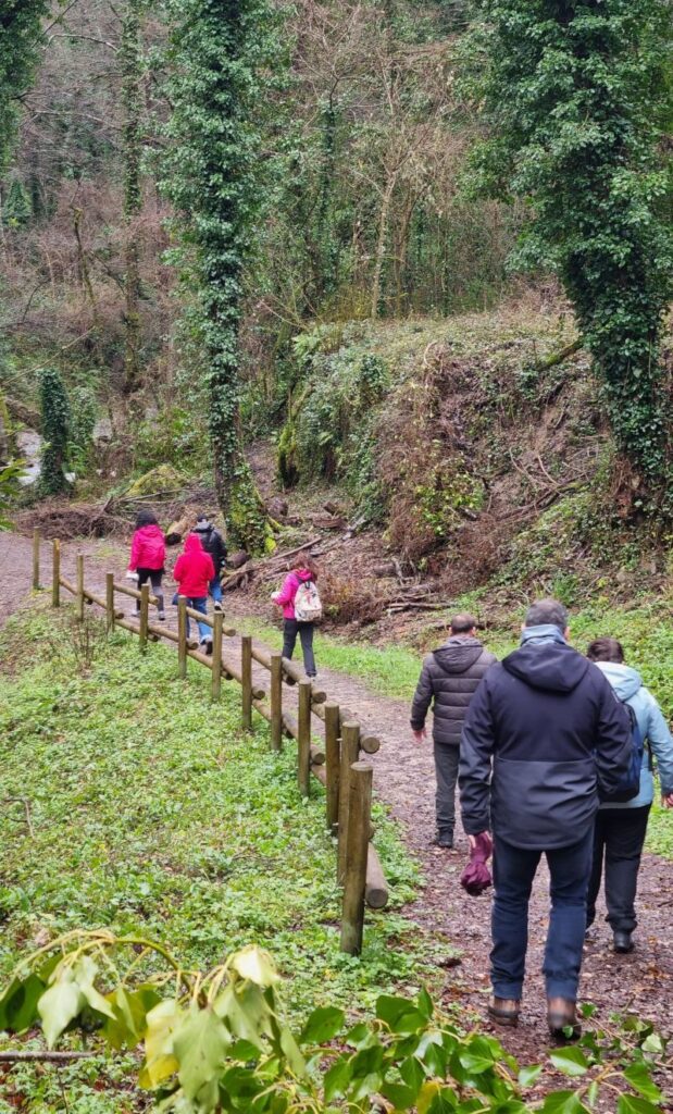 Grupo realizando senderismo en Le Vie dell’Acqua en Rotonda, Parque Nacional del Pollino