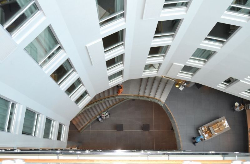 Vista del hall desde nuestra planta (la novena) Qué ver en Bergen, la joya hanseática