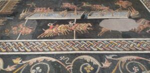 Detalle de un mosaico romano en el Museo Lugdunum de Lyon