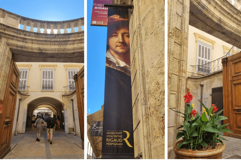 Entrada y cartel del Musée d'Art Hyacinthe-Rigaud de Perpignan