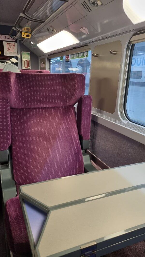 Asiento tren TGV en trayecto a Perpignan