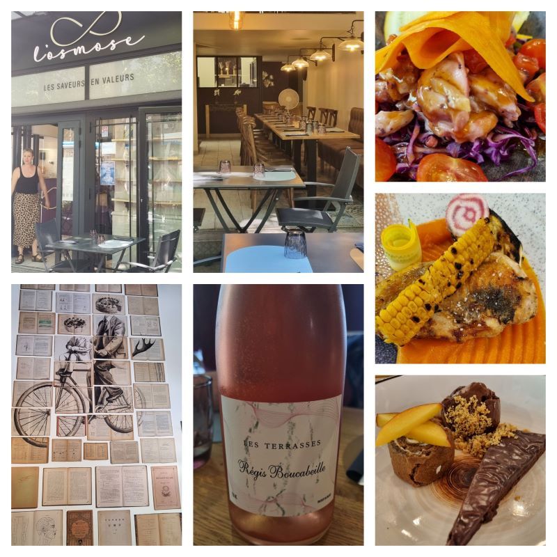 Platos, decoración interior y vino del restaurane L'Osmose en Perpignan
